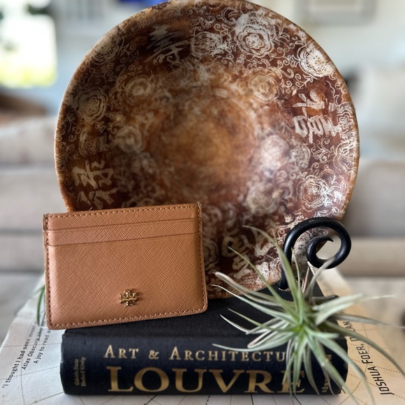 TORY BURCH Emerson Tiger Eye Leather Slim Card Case Mini Wallet - Picture 2 of 7